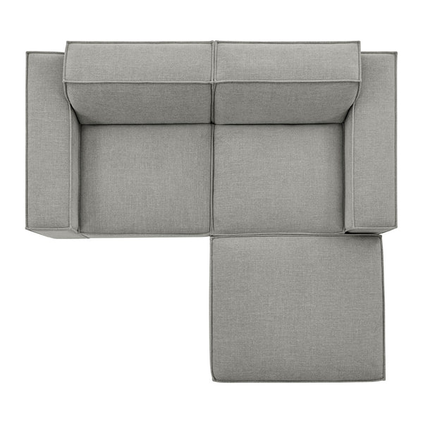Modway Furniture Restore Modular Loveseat Ottoman Set Stain Resistant Fabric Coil Support Contemporary Pewter EEI-7405-PEW