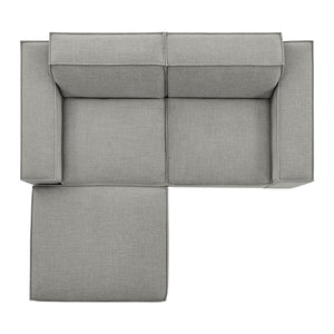 Modway Furniture Restore Modular Loveseat Ottoman Set Stain Resistant Fabric Coil Support Contemporary Pewter EEI-7405-PEW