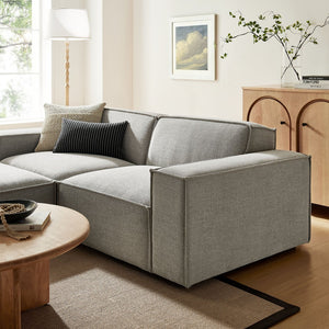 Modway Furniture Restore Modular Loveseat Ottoman Set Stain Resistant Fabric Coil Support Contemporary Pewter EEI-7405-PEW
