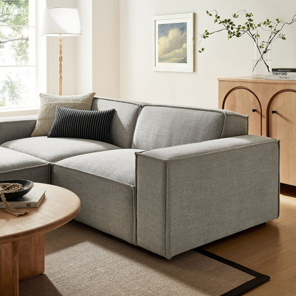 Modway Furniture Restore Modular Loveseat Ottoman Set Stain Resistant Fabric Coil Support Contemporary Pewter EEI-7405-PEW
