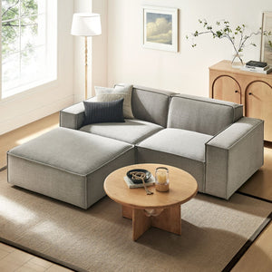 Modway Furniture Restore Modular Loveseat Ottoman Set Stain Resistant Fabric Coil Support Contemporary Pewter EEI-7405-PEW