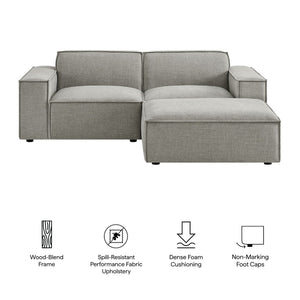Modway Furniture Restore Modular Loveseat Ottoman Set Stain Resistant Fabric Coil Support Contemporary Pewter EEI-7405-PEW
