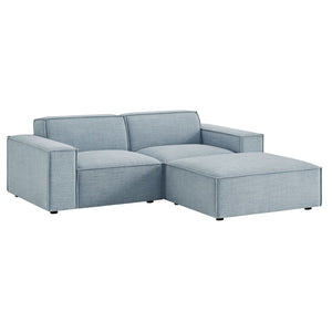 Modway Furniture Restore Modular Loveseat Ottoman Set Stain Resistant Fabric Coil Support Contemporary Sky EEI-7405-SKY