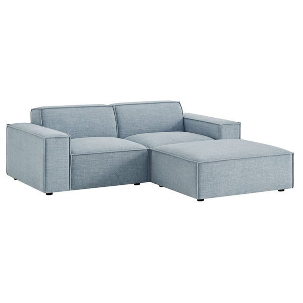 Modway Furniture Restore Modular Loveseat Ottoman Set Stain Resistant Fabric Coil Support Contemporary Sky EEI-7405-SKY