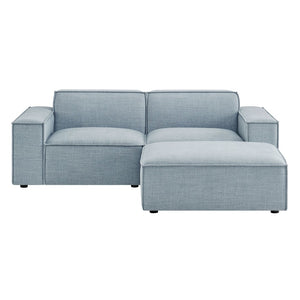 Modway Furniture Restore Modular Loveseat Ottoman Set Stain Resistant Fabric Coil Support Contemporary Sky EEI-7405-SKY