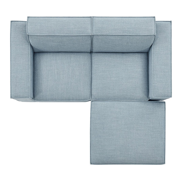 Modway Furniture Restore Modular Loveseat Ottoman Set Stain Resistant Fabric Coil Support Contemporary Sky EEI-7405-SKY