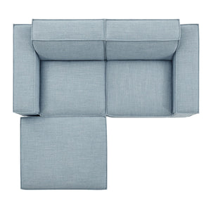 Modway Furniture Restore Modular Loveseat Ottoman Set Stain Resistant Fabric Coil Support Contemporary Sky EEI-7405-SKY