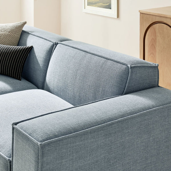Modway Furniture Restore Modular Loveseat Ottoman Set Stain Resistant Fabric Coil Support Contemporary Sky EEI-7405-SKY