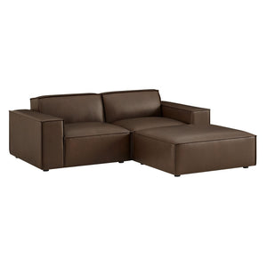 Modway Furniture Restore Modular Vegan Leather Loveseat Set with Ottoman for Modern Living Rooms Espresso EEI-7406-ESP
