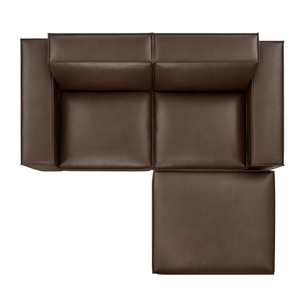 Modway Furniture Restore Modular Vegan Leather Loveseat Set with Ottoman for Modern Living Rooms Espresso EEI-7406-ESP