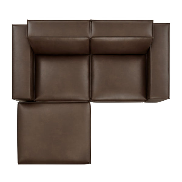 Modway Furniture Restore Modular Vegan Leather Loveseat Set with Ottoman for Modern Living Rooms Espresso EEI-7406-ESP
