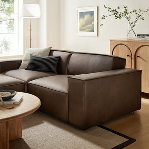 Modway Furniture Restore Modular Vegan Leather Loveseat Set with Ottoman for Modern Living Rooms Espresso EEI-7406-ESP