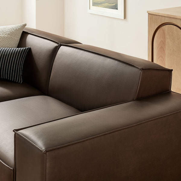 Modway Furniture Restore Modular Vegan Leather Loveseat Set with Ottoman for Modern Living Rooms Espresso EEI-7406-ESP
