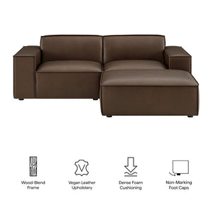 Modway Furniture Restore Modular Vegan Leather Loveseat Set with Ottoman for Modern Living Rooms Espresso EEI-7406-ESP