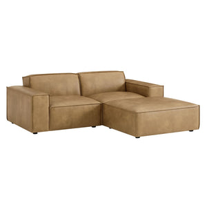 Modway Furniture Restore Modular Vegan Leather Loveseat Set with Ottoman for Modern Living Rooms Toast EEI-7406-TST