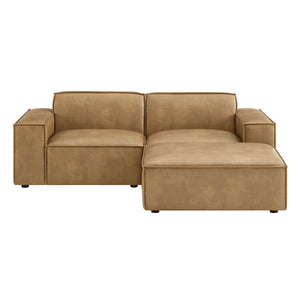Modway Furniture Restore Modular Vegan Leather Loveseat Set with Ottoman for Modern Living Rooms Toast EEI-7406-TST