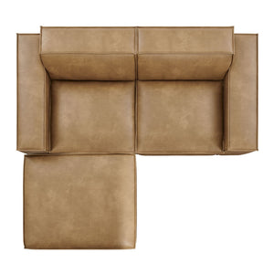 Modway Furniture Restore Modular Vegan Leather Loveseat Set with Ottoman for Modern Living Rooms Toast EEI-7406-TST
