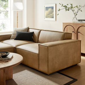 Modway Furniture Restore Modular Vegan Leather Loveseat Set with Ottoman for Modern Living Rooms Toast EEI-7406-TST