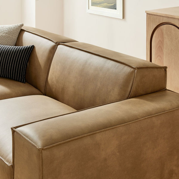 Modway Furniture Restore Modular Vegan Leather Loveseat Set with Ottoman for Modern Living Rooms Toast EEI-7406-TST
