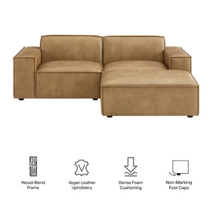 Modway Furniture Restore Modular Vegan Leather Loveseat Set with Ottoman for Modern Living Rooms Toast EEI-7406-TST