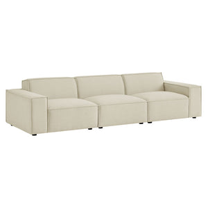 Modway Furniture Restore Modular Three Piece Sectional Sofa with Stain Resistant Fabric and Piped Cushions Ecru EEI-7407-ECR