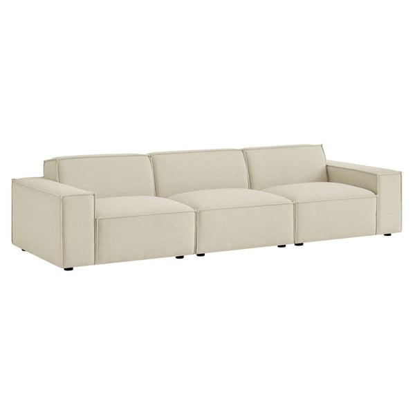 Modway Furniture Restore Modular Three Piece Sectional Sofa with Stain Resistant Fabric and Piped Cushions Ecru EEI-7407-ECR