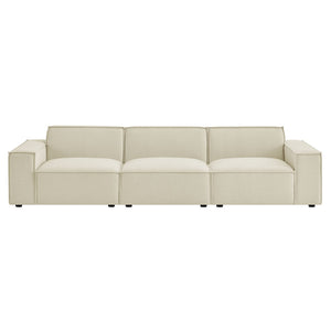 Modway Furniture Restore Modular Three Piece Sectional Sofa with Stain Resistant Fabric and Piped Cushions Ecru EEI-7407-ECR