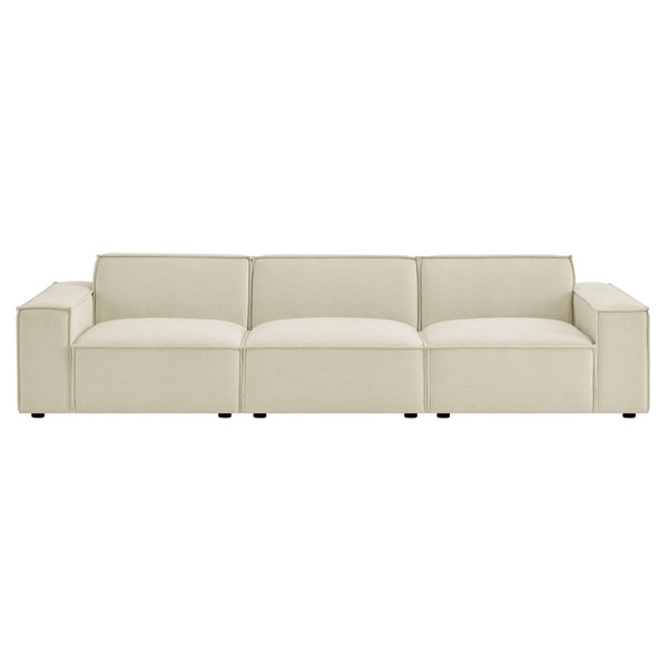 Modway Furniture Restore Modular Three Piece Sectional Sofa with Stain Resistant Fabric and Piped Cushions Ecru EEI-7407-ECR