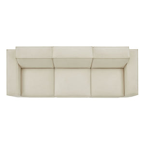 Modway Furniture Restore Modular Three Piece Sectional Sofa with Stain Resistant Fabric and Piped Cushions Ecru EEI-7407-ECR