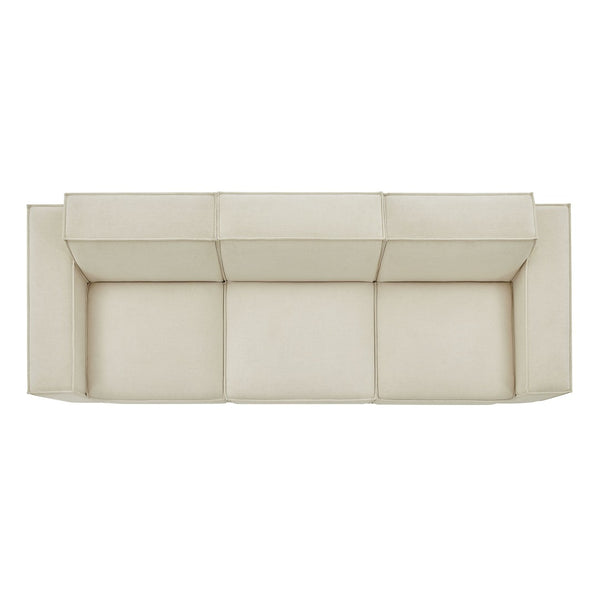 Modway Furniture Restore Modular Three Piece Sectional Sofa with Stain Resistant Fabric and Piped Cushions Ecru EEI-7407-ECR