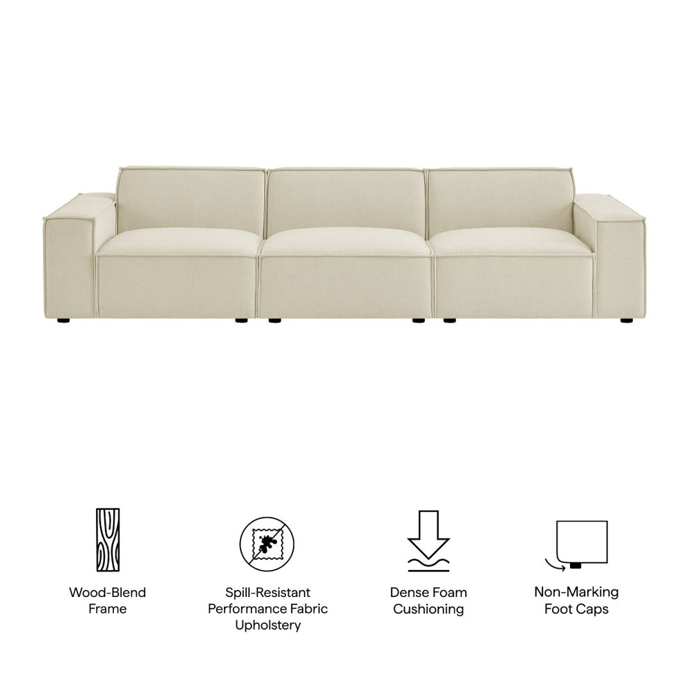 Modway Furniture Restore Modular Three Piece Sectional Sofa with Stain Resistant Fabric and Piped Cushions Ecru EEI-7407-ECR