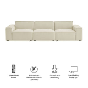 Modway Furniture Restore Modular Three Piece Sectional Sofa with Stain Resistant Fabric and Piped Cushions Ecru EEI-7407-ECR