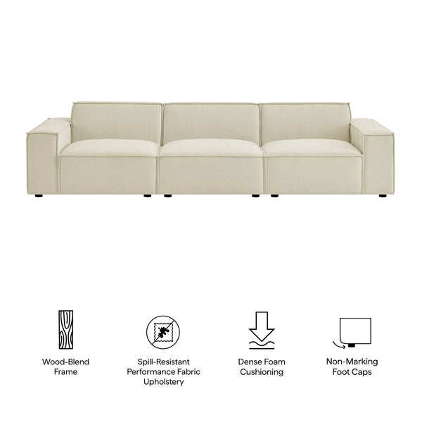 Modway Furniture Restore Modular Three Piece Sectional Sofa with Stain Resistant Fabric and Piped Cushions Ecru EEI-7407-ECR
