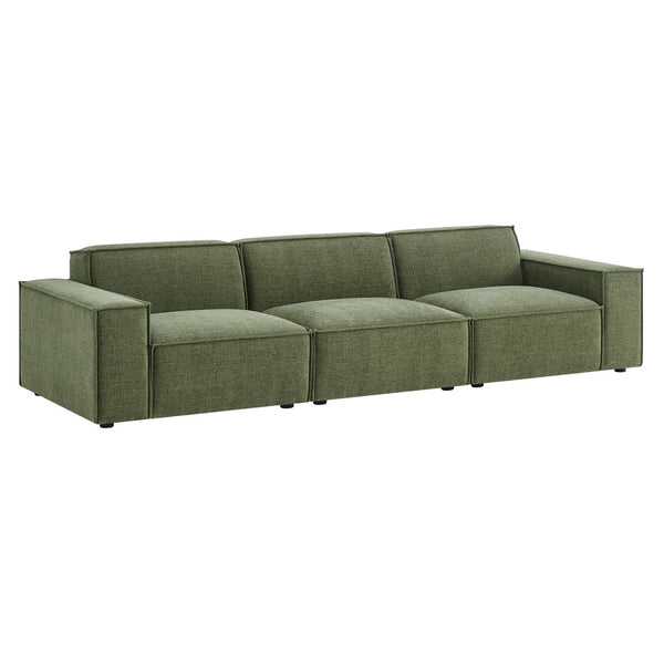 Modway Furniture Restore Modular Three Piece Sectional Sofa with Stain Resistant Fabric and Piped Cushions Foliage EEI-7407-FOL