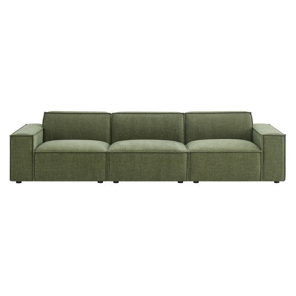 Modway Furniture Restore Modular Three Piece Sectional Sofa with Stain Resistant Fabric and Piped Cushions Foliage EEI-7407-FOL