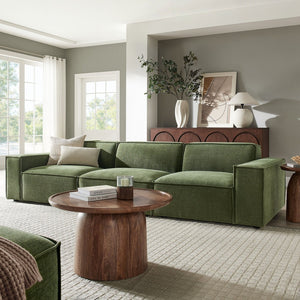 Modway Furniture Restore Modular Three Piece Sectional Sofa with Stain Resistant Fabric and Piped Cushions Foliage EEI-7407-FOL