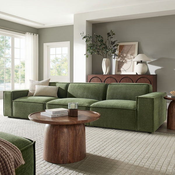 Modway Furniture Restore Modular Three Piece Sectional Sofa with Stain Resistant Fabric and Piped Cushions Foliage EEI-7407-FOL