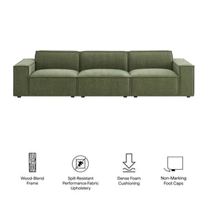 Modway Furniture Restore Modular Three Piece Sectional Sofa with Stain Resistant Fabric and Piped Cushions Foliage EEI-7407-FOL