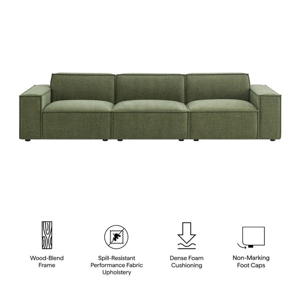 Modway Furniture Restore Modular Three Piece Sectional Sofa with Stain Resistant Fabric and Piped Cushions Foliage EEI-7407-FOL
