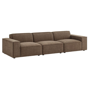 Modway Furniture Restore Modular Three Piece Sectional Sofa with Stain Resistant Fabric and Piped Cushions Mocha EEI-7407-MOC