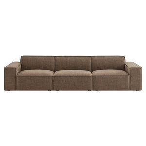 Modway Furniture Restore Modular Three Piece Sectional Sofa with Stain Resistant Fabric and Piped Cushions Mocha EEI-7407-MOC