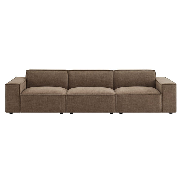 Modway Furniture Restore Modular Three Piece Sectional Sofa with Stain Resistant Fabric and Piped Cushions Mocha EEI-7407-MOC