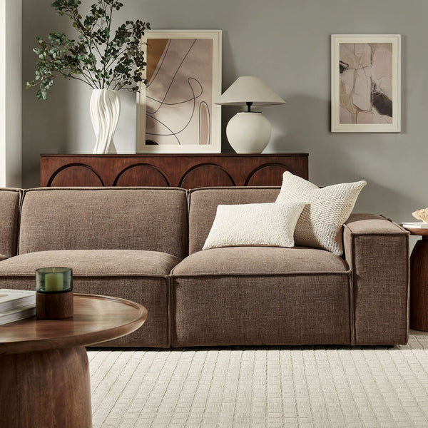 Modway Furniture Restore Modular Three Piece Sectional Sofa with Stain Resistant Fabric and Piped Cushions Mocha EEI-7407-MOC