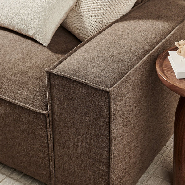 Modway Furniture Restore Modular Three Piece Sectional Sofa with Stain Resistant Fabric and Piped Cushions Mocha EEI-7407-MOC