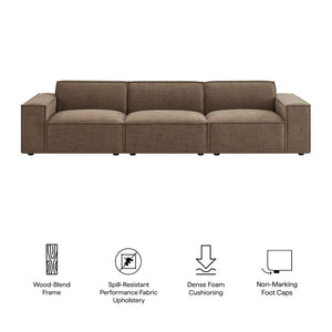 Modway Furniture Restore Modular Three Piece Sectional Sofa with Stain Resistant Fabric and Piped Cushions Mocha EEI-7407-MOC