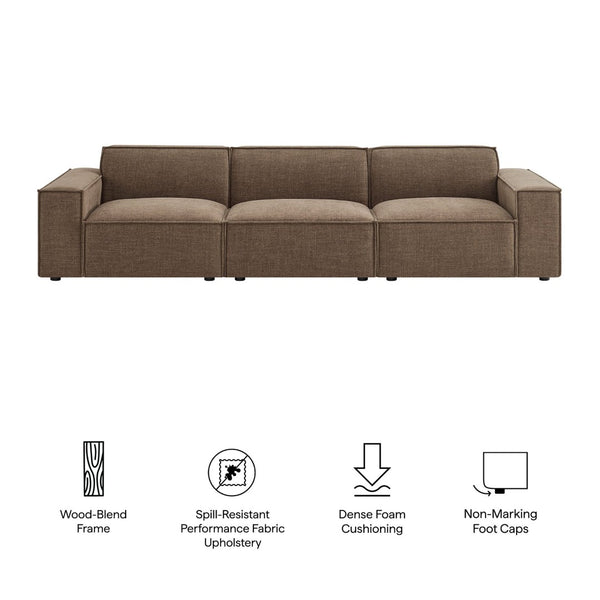Modway Furniture Restore Modular Three Piece Sectional Sofa with Stain Resistant Fabric and Piped Cushions Mocha EEI-7407-MOC