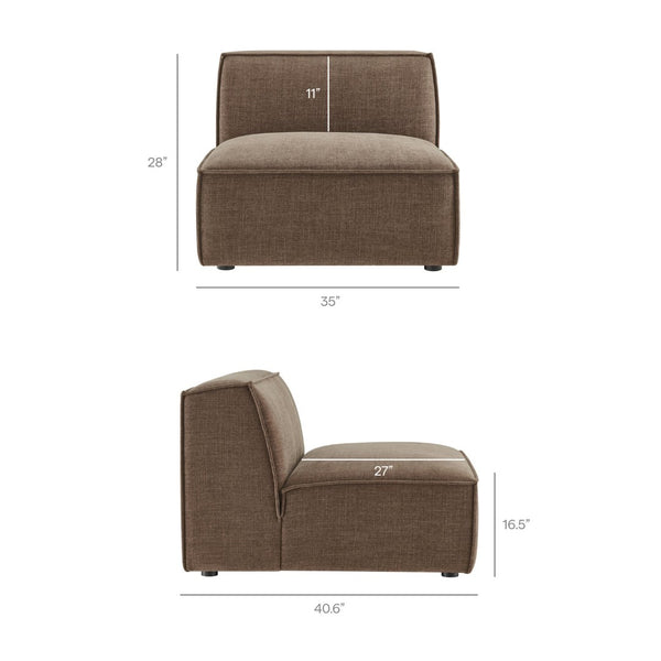 Modway Furniture Restore Modular Three Piece Sectional Sofa with Stain Resistant Fabric and Piped Cushions Mocha EEI-7407-MOC