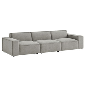Modway Furniture Restore Modular Three Piece Sectional Sofa with Stain Resistant Fabric and Piped Cushions Pewter EEI-7407-PEW