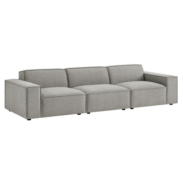 Modway Furniture Restore Modular Three Piece Sectional Sofa with Stain Resistant Fabric and Piped Cushions Pewter EEI-7407-PEW