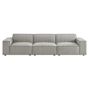 Modway Furniture Restore Modular Three Piece Sectional Sofa with Stain Resistant Fabric and Piped Cushions Pewter EEI-7407-PEW
